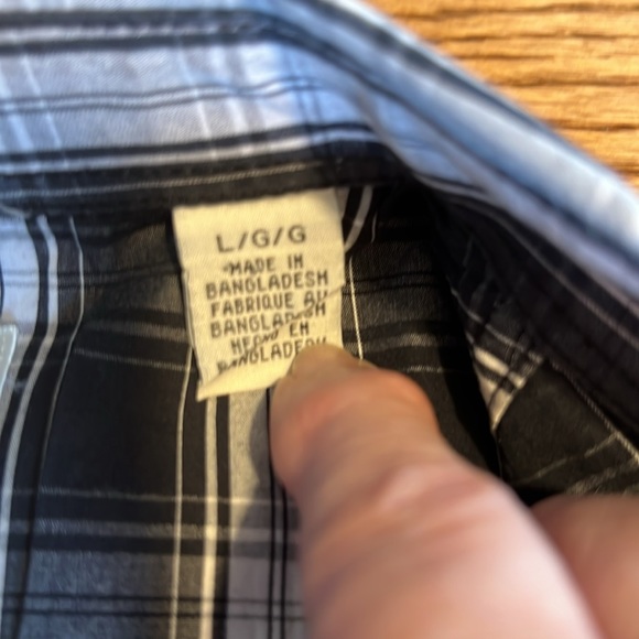 Kenneth Cole black white plaid men’s shirt LG - Picture 5 of 5
